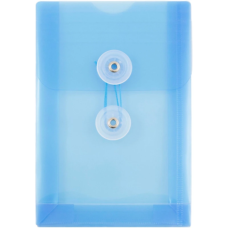 JAM Paper 4.25" x 6.25" Open End Plastic Envelopes with Button and String Closure