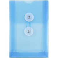 JAM Paper 4.25" x 6.25" Open End Plastic Envelopes with Button and String Closure