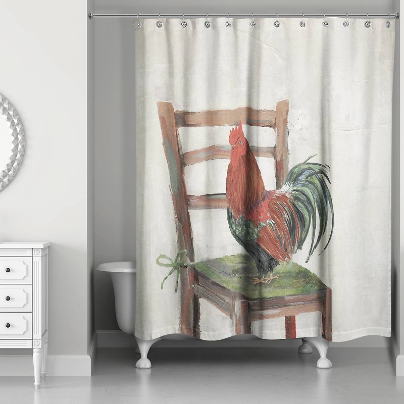 Rooster on a Chair 71" x 74" Shower Curtain