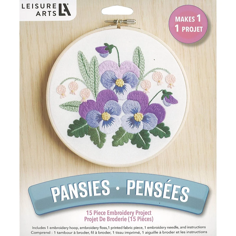 Leisure Arts® 6" Pansies Embroidery Kit