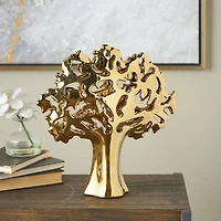 15.5" Glossy Metallic Abstract Ceramic Tree Sculpture