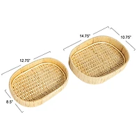 Household Essentials Natural Handwoven Nesting Oval Willow Tray Set