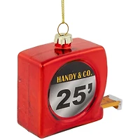 3.25" Red Measuring Tape Glass Christmas Ornament