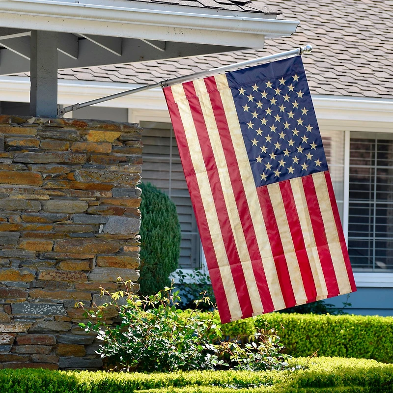 40" Embroidered Tea-Stained Patriotic USA House Flag