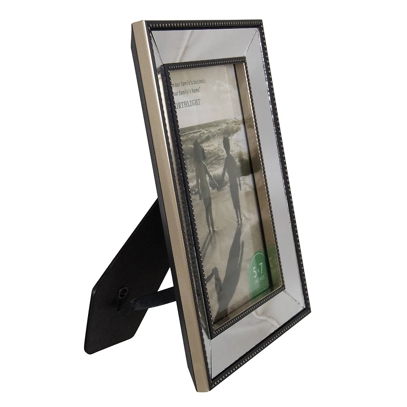 Silver Studded Glass Mirror Encased Photo Picture Frame, 5" x 7"