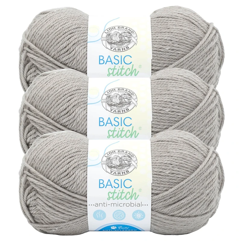 3 Pack Lion Brand® Basic Stitch Antimicrobial Yarn