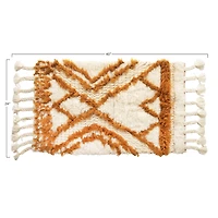 Wool Tufted Patterned Rug with Braided Tassels, 24" x 40"