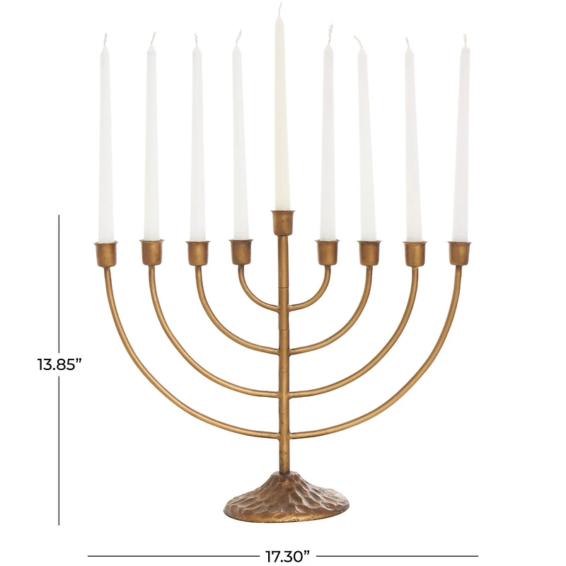 17" Bronze Metal Layered Arch Candelabra with Textured Base