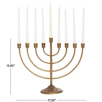 17" Bronze Metal Layered Arch Candelabra with Textured Base