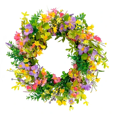 24'' Multicolored Daisy Floral Spring Door Wreath