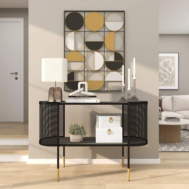 13.5" White Marble Geometric Chain Link Sculpture Décor