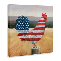Stupell Industries American Flag Rooster Canvas Wall Art