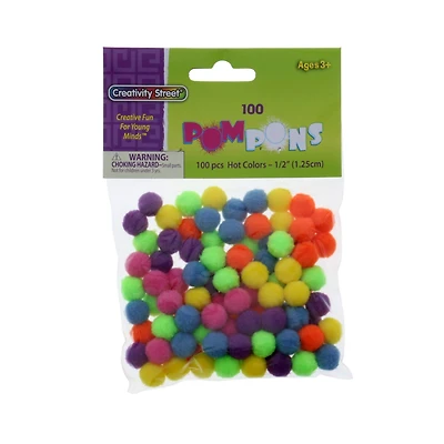 Creativity Street® Hot Colors 1/2'' Pom Pons, 100ct.