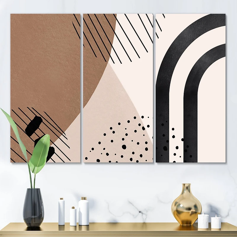 Designart - Abstract Shapes in Terracotta and Ivory Shapes I