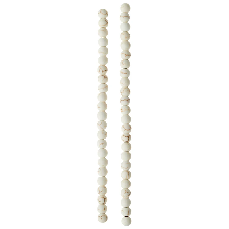 12 Pack:  White Crackle Dyed Howlite Round Beads, 6mm by Bead Landing™