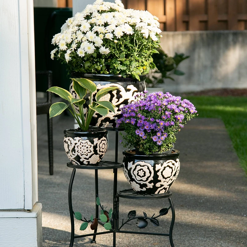 Floral Nights Ceramic Planter Set