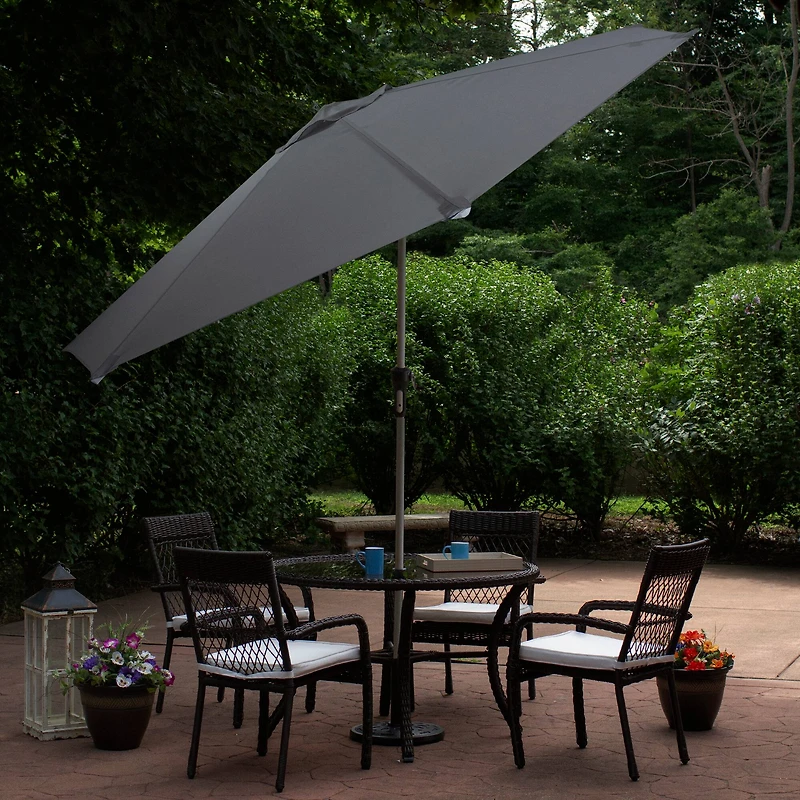 9ft. Solar Lighted Outdoor Patio Market Umbrella