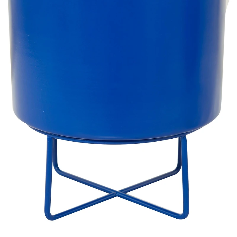 Blue Metal Modern Planter, Set of 2" 16", 13"