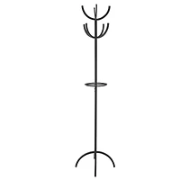 72" Black Metal 8 Hook Coat Rack with Ached Legs