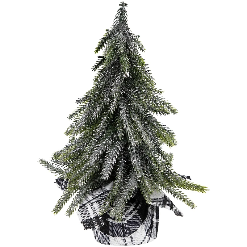 9.5" Unlit Mini Silvery Pine Downswept Artificial Christmas Tree Set