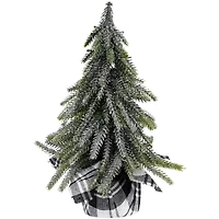 9.5" Unlit Mini Silvery Pine Downswept Artificial Christmas Tree Set