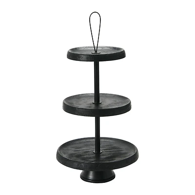 Hello Honey® 21.5" Black Elegant Modern 3-Tiered Tray