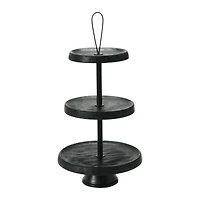 Hello Honey® 21.5" Black Elegant Modern 3-Tiered Tray