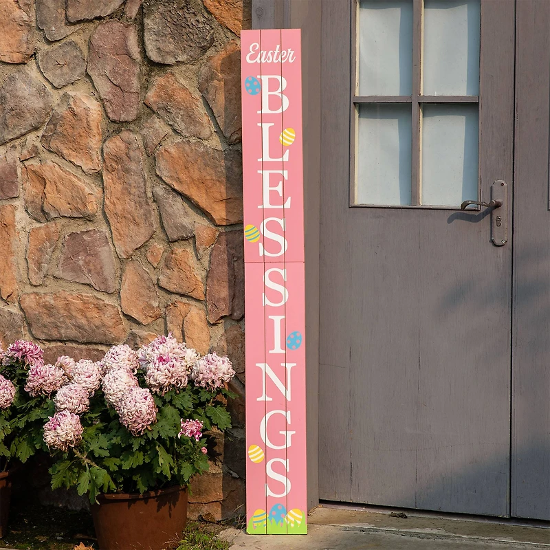 Glitzhome® 60'' Easter Blessings Wooden Porch Sign