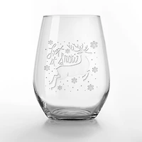 Let it Snow Reindeer 15oz. Engraved Stemless Wine Glass