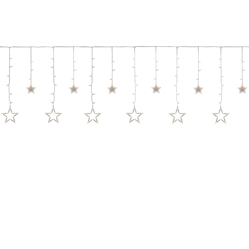 138ct. Clear LED Star Drop Window Curtain Christmas Lights with Clear Wire