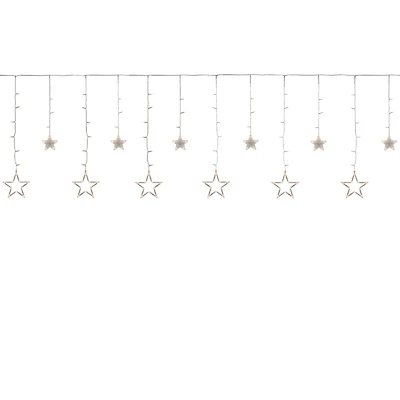138ct. Clear LED Star Drop Window Curtain Christmas Lights with Clear Wire