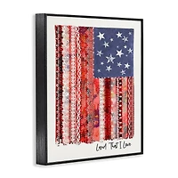 Stupell Industries Land That I Love Phrase Macrame American Flag Framed Giclee Art
