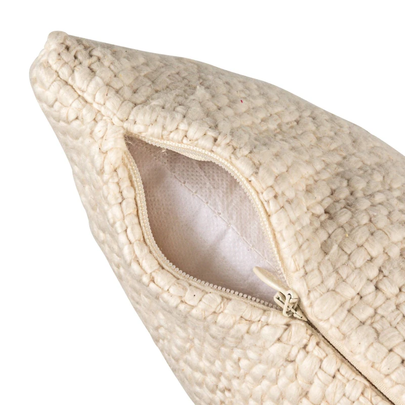 Hello Honey® White & Yellow Embroidered Bee Woven Cotton Lumbar Pillow