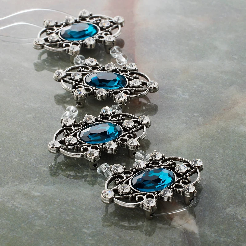 12 Pack: Dark Aqua Slider Metal Oval Beads, 35mm by Bead Landing™