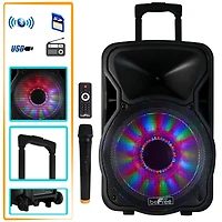 beFree Sound 12" 2500 Watt Bluetooth Rechargeable Portable Party PA Speaker With Illuminating Lights