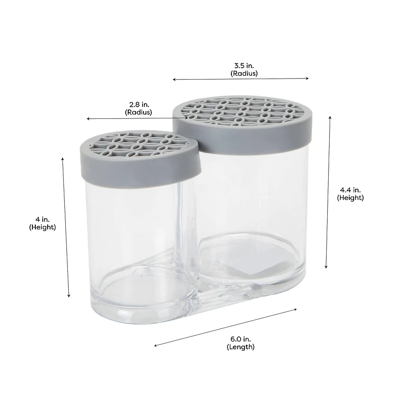 Simplify Gray 2 Compartment Cosmetic Brush Holder