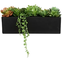 13" Green Faux Foliage in Black Planter