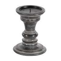 Black Mango Wood Traditional Candle Holder Set