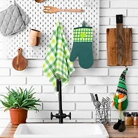 Green Plaid Shamrock Oven Mitts, 2ct.
