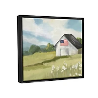 Stupell Industries American Flag on Barn Floater Framed Art