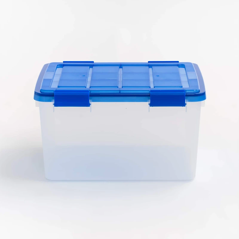 IRIS® WeatherPro™ 44qt. Clear Heavy Duty Plastic Storage Bin with Blue Lid