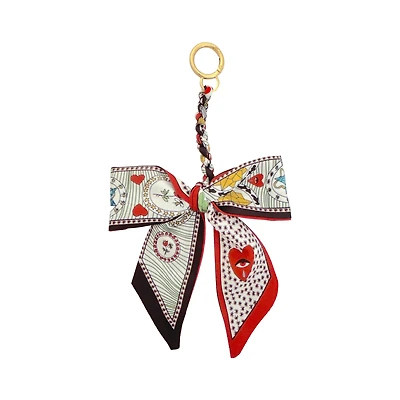 Blue Moon Studio™ Red Hearts & Bees Print Bow Bag Charm