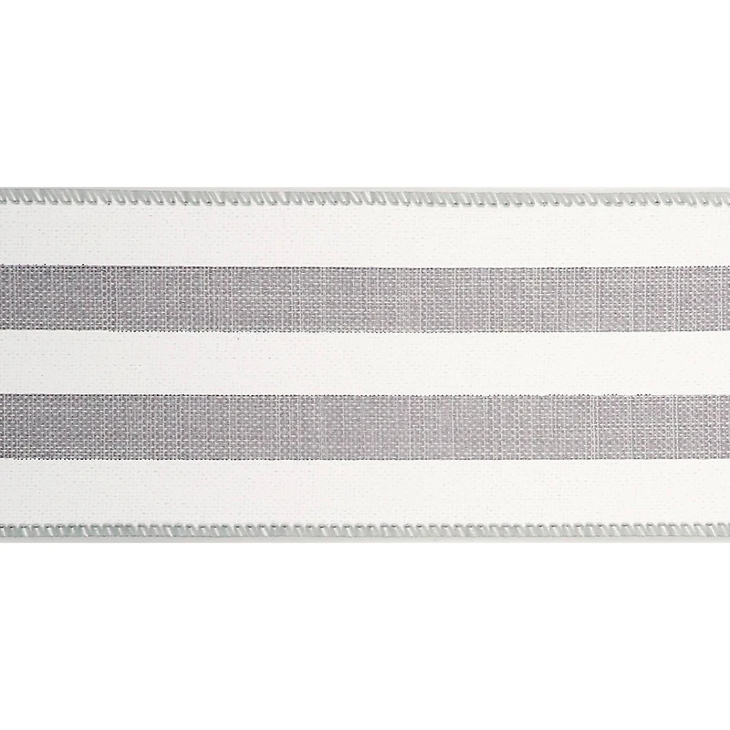 2.5" x 25ft. Faux Linen Wired Thick Striped Ribbon by Celebrate It™ Décor