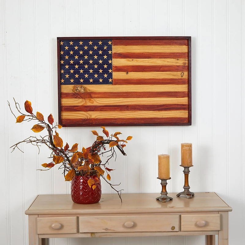 36" Wood American Flag Wall Décor