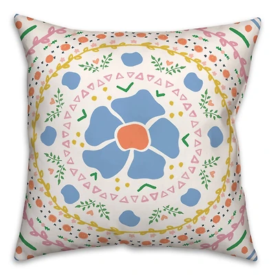 18" Floral Ring Mandala Spun Poly Pillow
