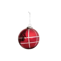 Hello Honey® 6" Red & Silver Grid Mercury Glass Ball Ornament