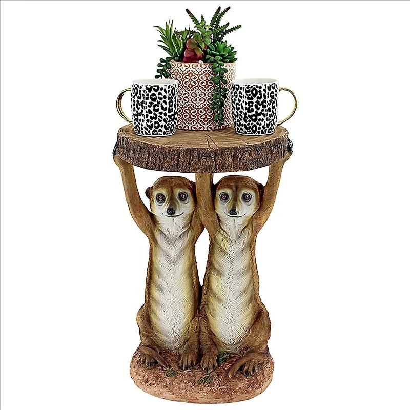 Design Toscano 20.5" Kalahari Meerkat Maitre d's Sculptural Side Table