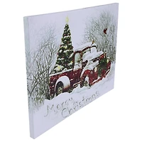 LED Lighted Truck & Tree Christmas Canvas Wall Art