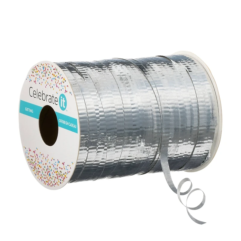 100yd. Silver Crimped Curling Ribbon by Celebrate It™