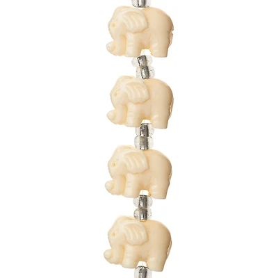 12 Packs: 6 ct. (72 total)  White Reconstituted Stone Elephant Beads, 15mm by Bead Landing™